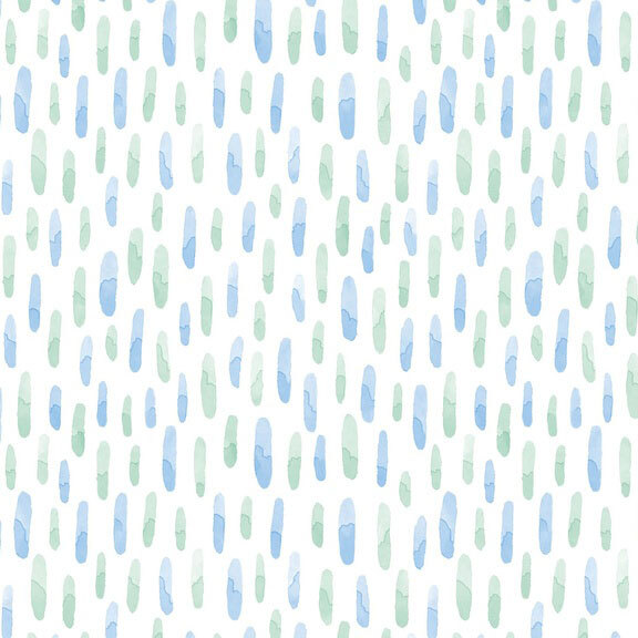 Vertical watercolor dashes in shades of azul and seafoam on a white background.