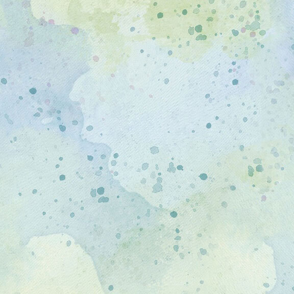 aqua and blue watercolor fabric with scattered paint splatter accents.