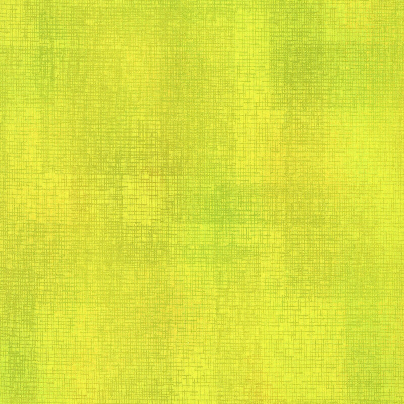 Swatch of chartreuse fabric with tonal thatched texturing.