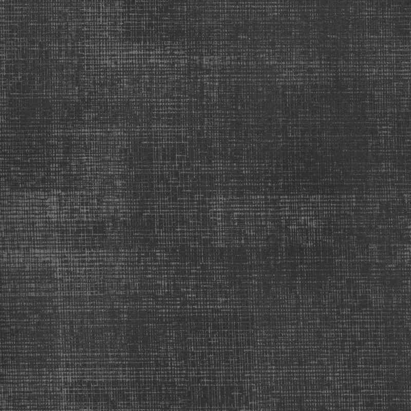 Swatch of soft black fabric with tonal thatched texturing.