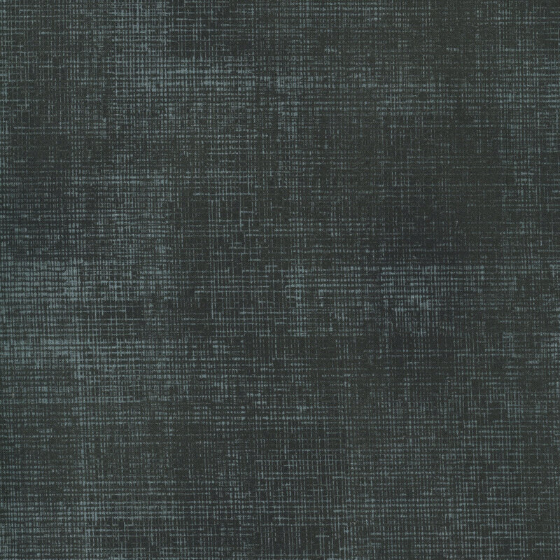 Swatch of dark gray fabric with tonal thatched texturing.