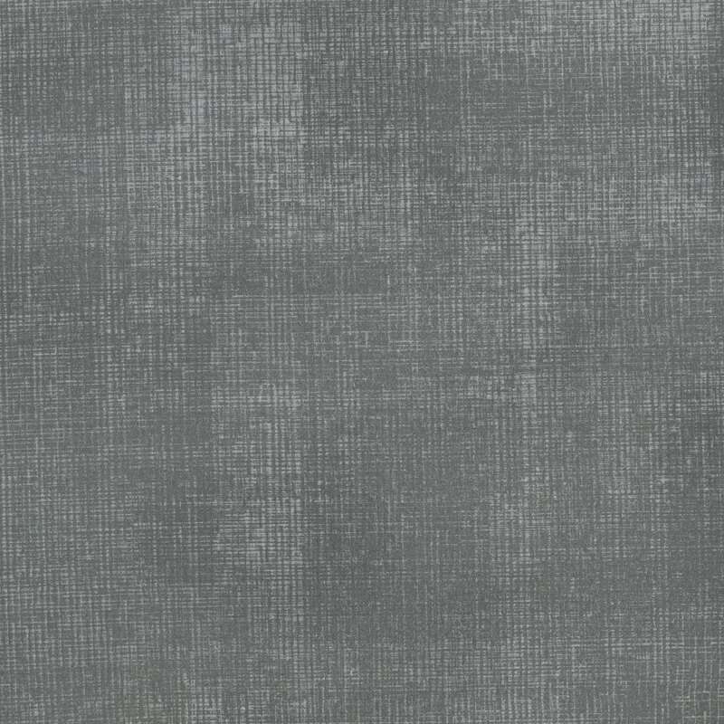 Swatch of medium gray fabric with tonal thatched texturing.
