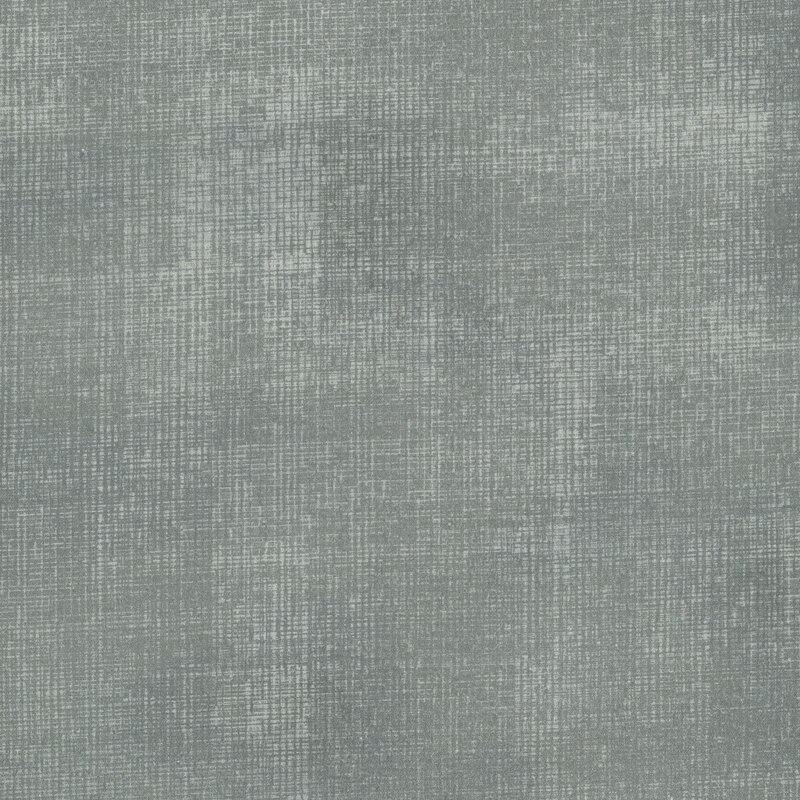 Swatch of medium warm gray fabric with tonal thatched texturing.