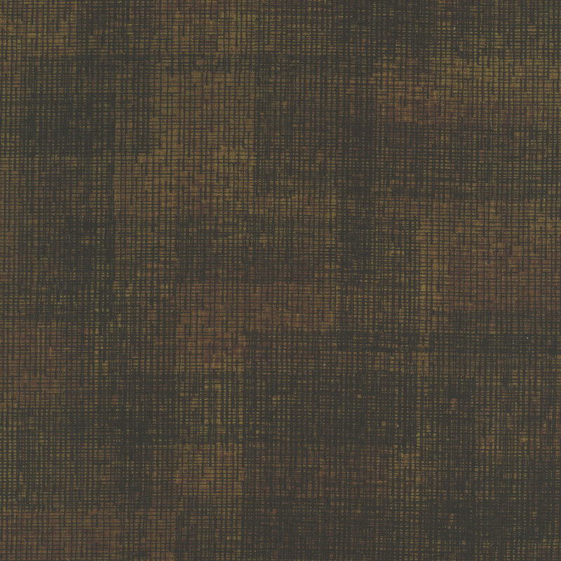 Swatch of coffee brown fabric with tonal thatched texturing.