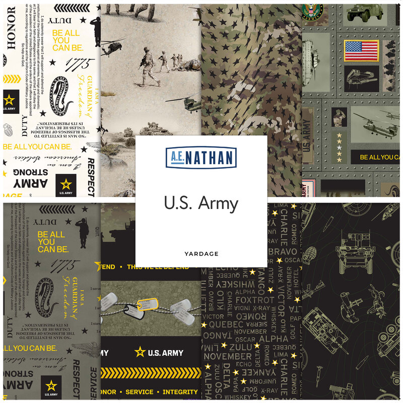 Collage of U.S. Army recruitment poster designs and graphics with the Army logo in the center.