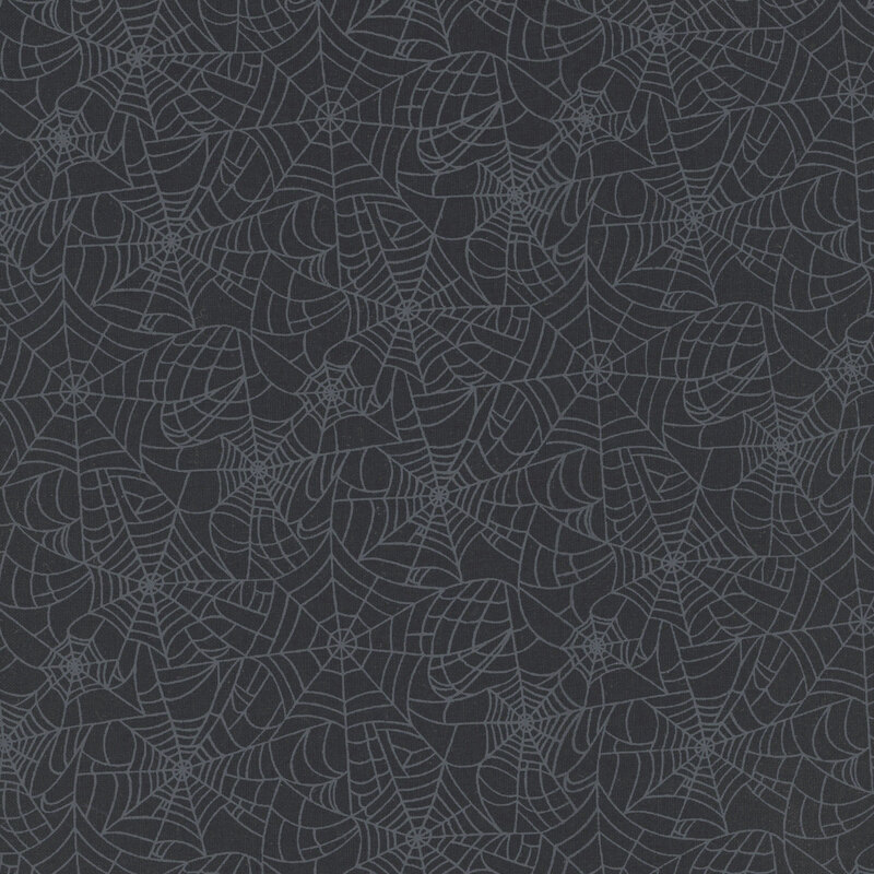 Black fabric covered in gray spider webs.