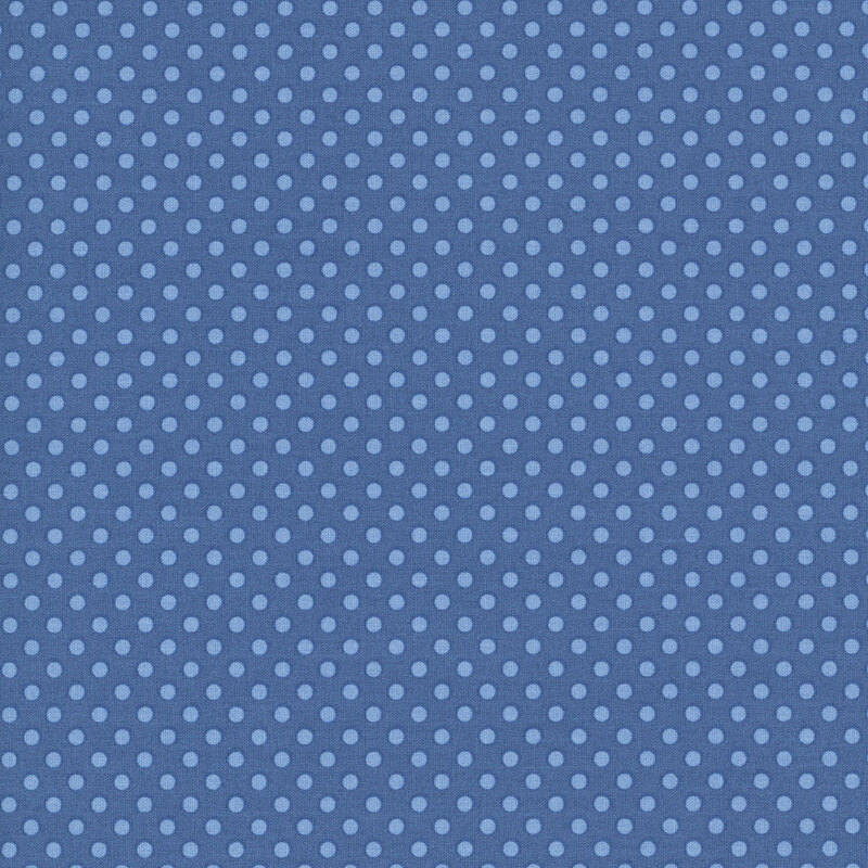 Lapis blue fabric with a pattern of powder blue polka dots for a crisp, timeless look.