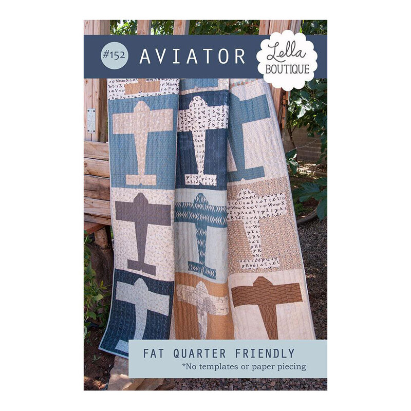 Cover design of #152 Aviator quilt pattern featuring blocks of airplanes.