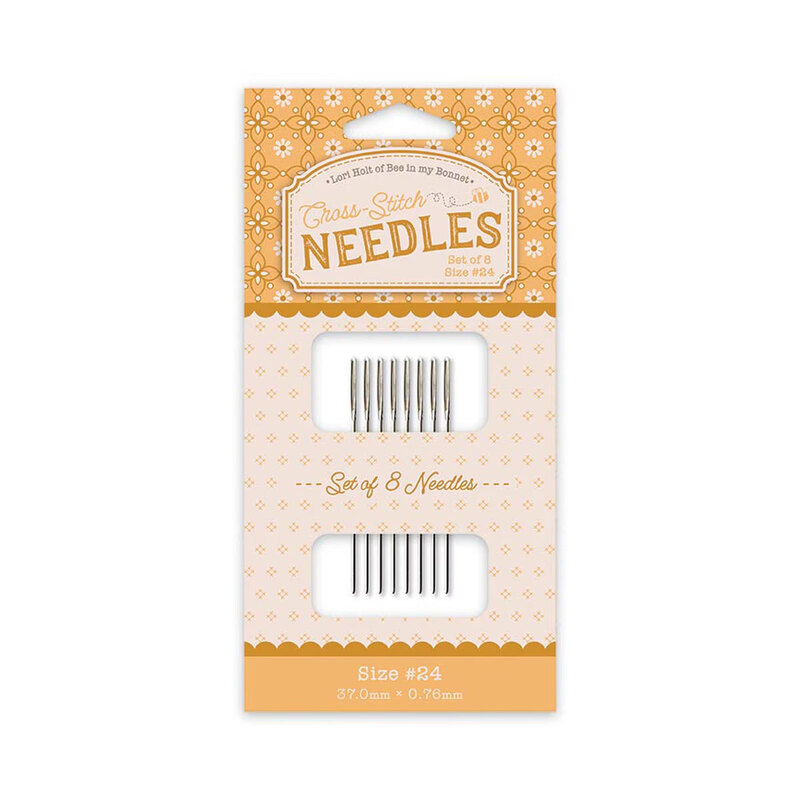 A pack of size 24 Lori Holt cross stitch needles.