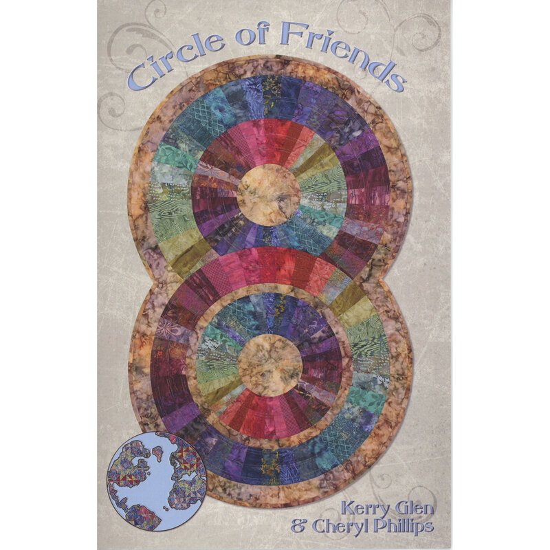The front of the Circle of Friends pattern, showcasing the finished table topper on a tan background.