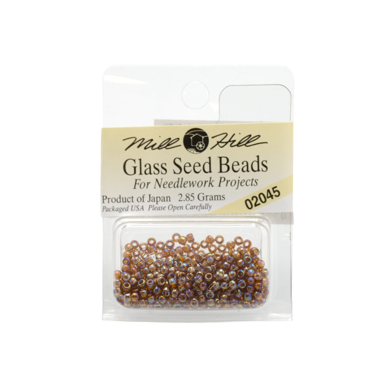 A package of Mill Hill Glass Seed Beads in the color Santa Fe Sunset. 