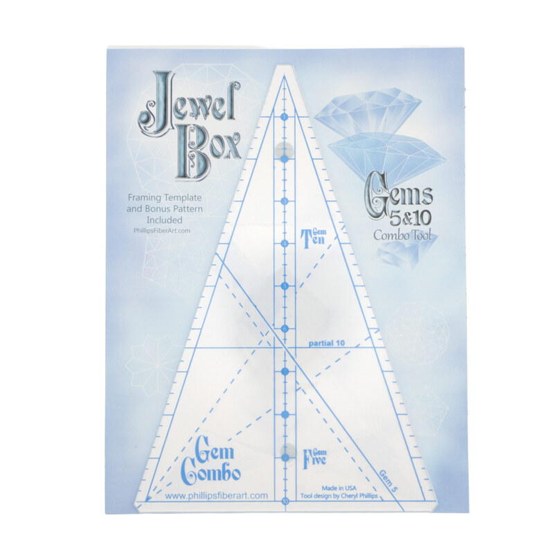 The front of the Jewel Box Gem Combo Tool, showing the combo ruler on a mottled blue background.