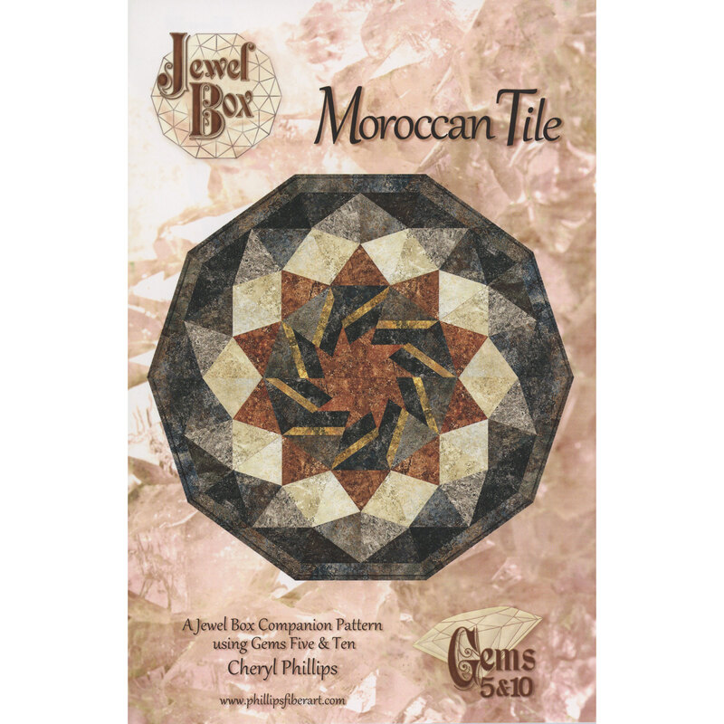 The front of the Moroccan Tile pattern, showcasing the finished table topper on a mottled brown background.
