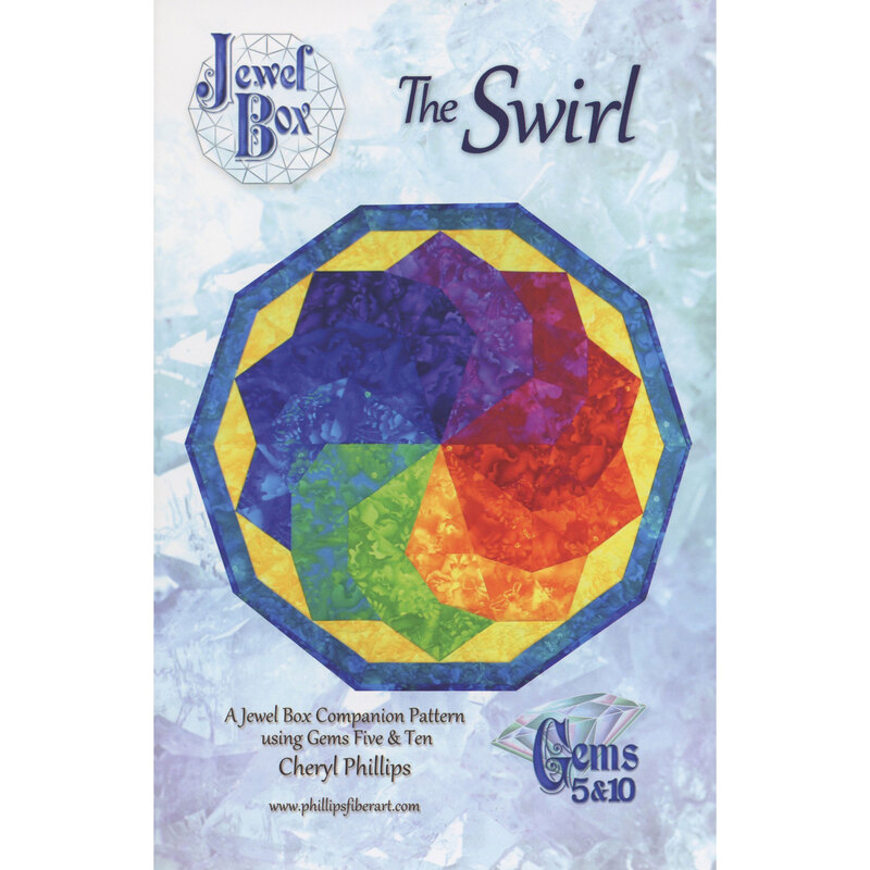 The front of The Swirl pattern, showcasing the finished topper on a mottled blue background.