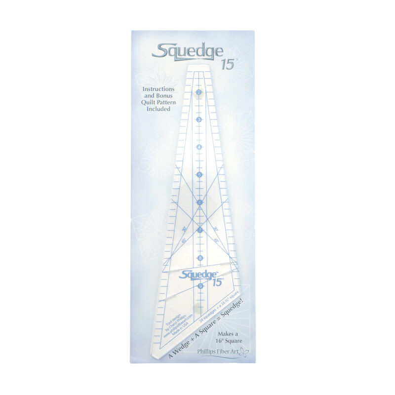 The front of the Squedge 15 Degree Tool, showing the template on a mottled blue background.