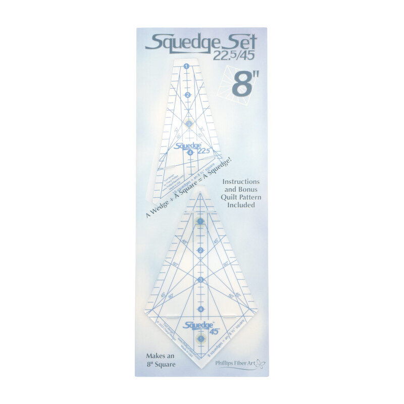 The front of the Squedge Set 22.5/45 Degree Tool - 8", showing the templates on a mottled blue background.