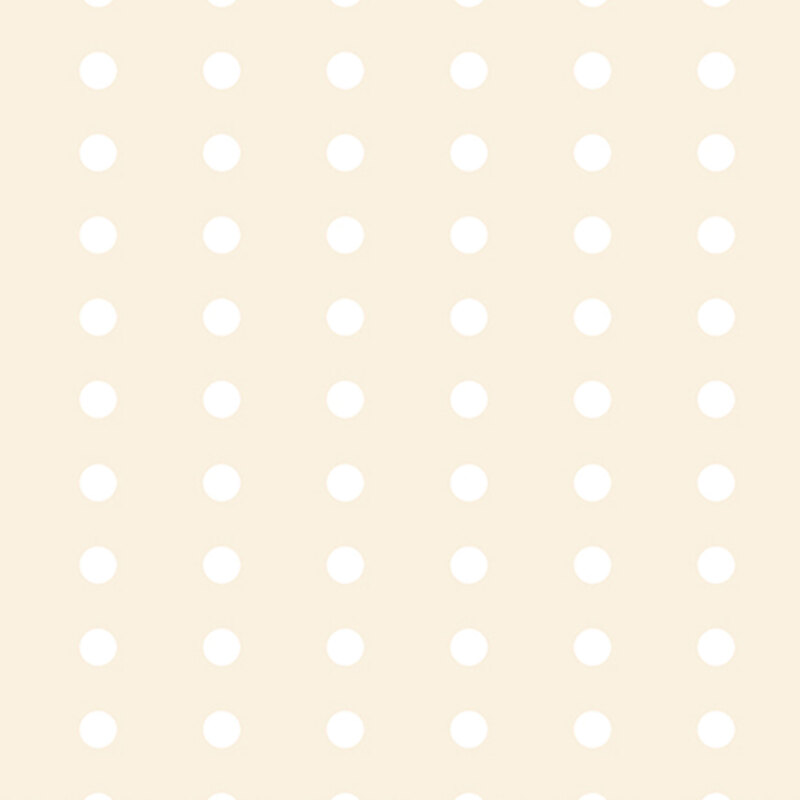 Cream fabric with a tonal white polka dot pattern.
