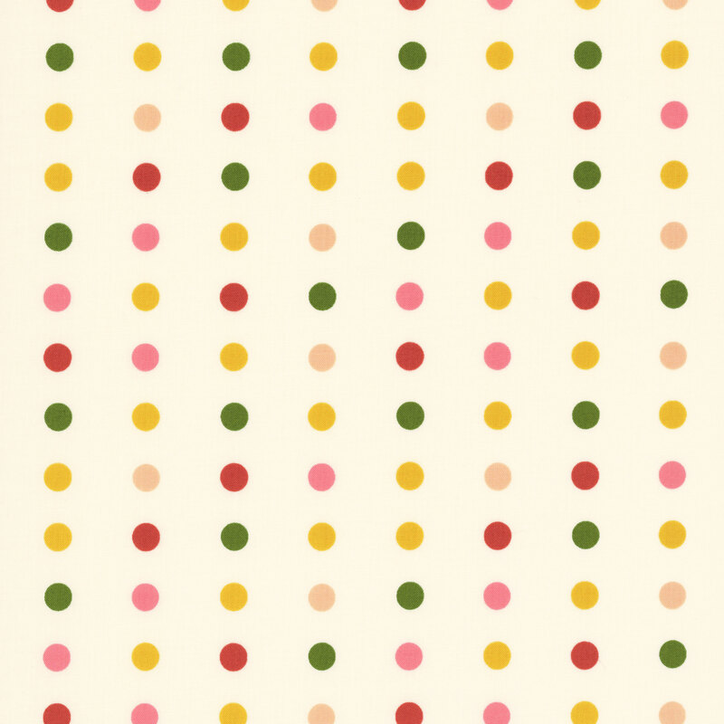 Cream fabric with a minimalist polka dot pattern.
