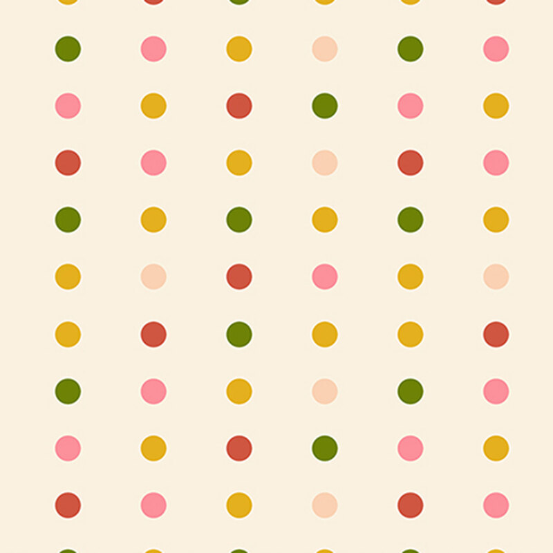 Cream fabric with a minimalist polka dot pattern.