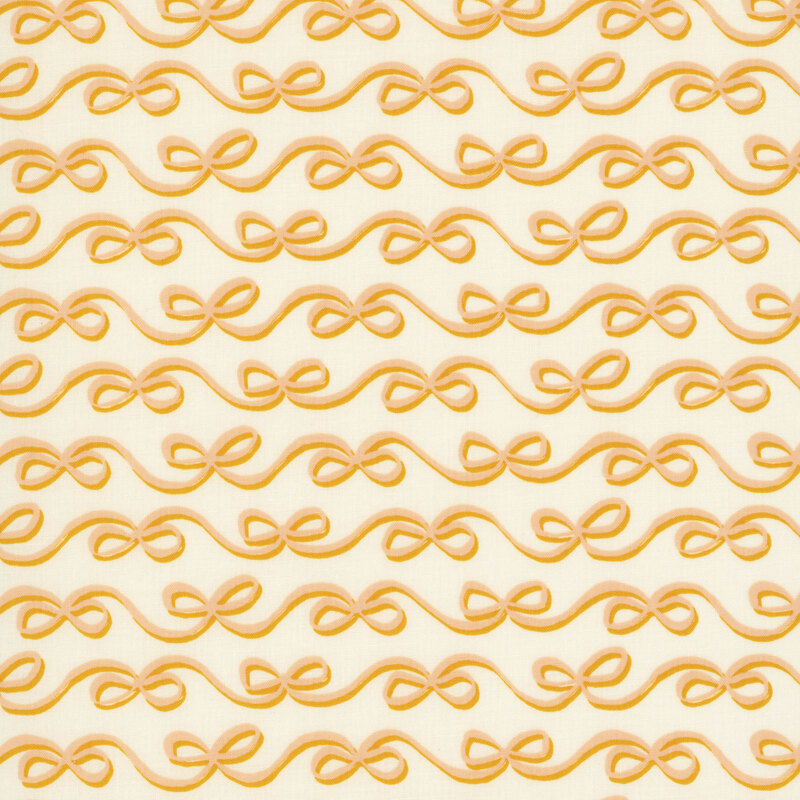 Cream fabric with a minimalist design of flowing stripes made of ribbons.