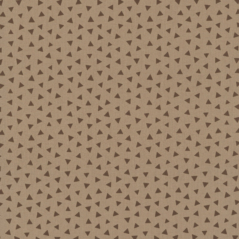 Mocha fabric featuring a tossed pattern of tonal triangles.