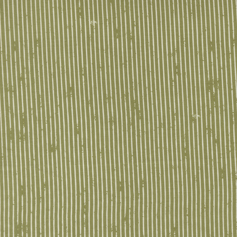 This sage green fabric features rustic white pin stripes. 