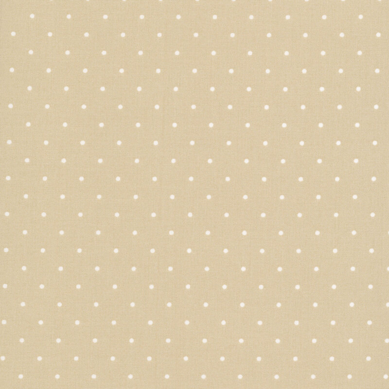 Tan fabric with a white polka dot pattern.