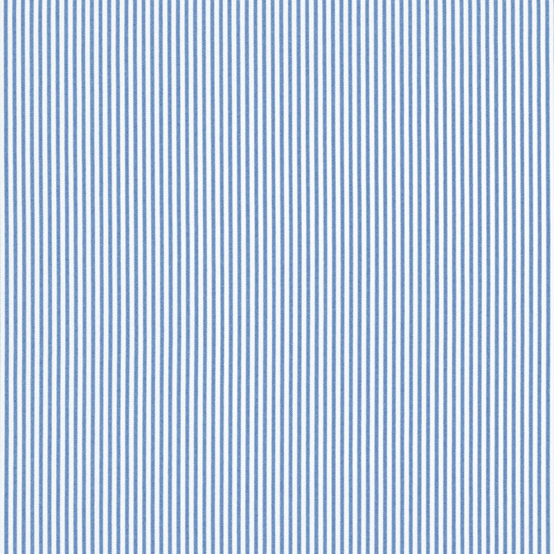 Denim blue and white striped fabric swatch.