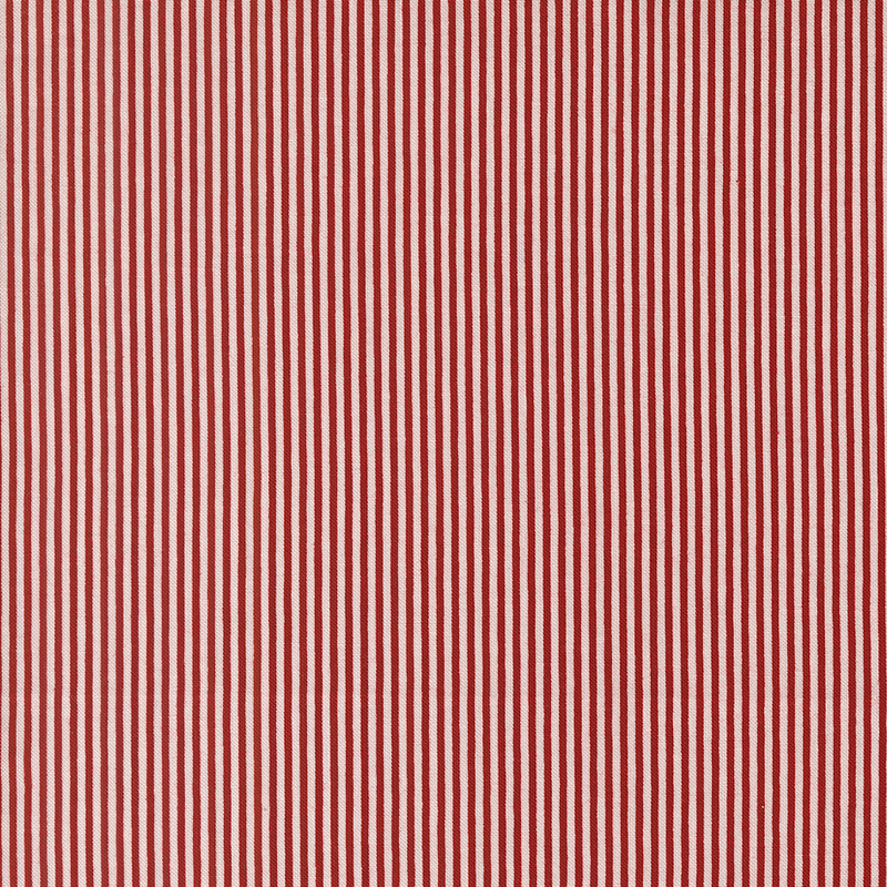 Red and white striped fabric swatch.