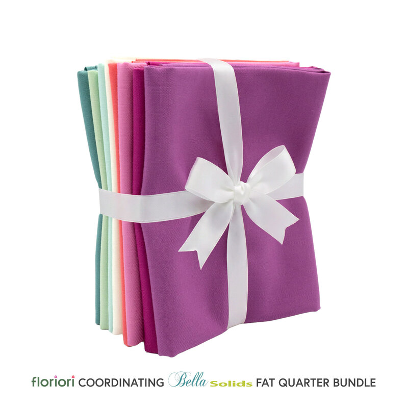 The Floriori Bella Solids Fat Quarter Bundle, isolated on a white background.
