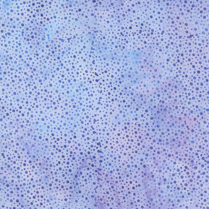 lavender fabric with a pattern of purple dots on a mottled background.