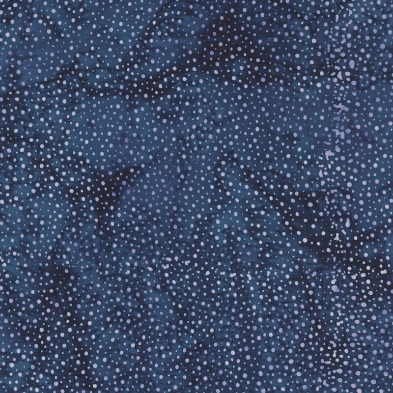 navy fabric with a pattern of purple dots on a mottled background.