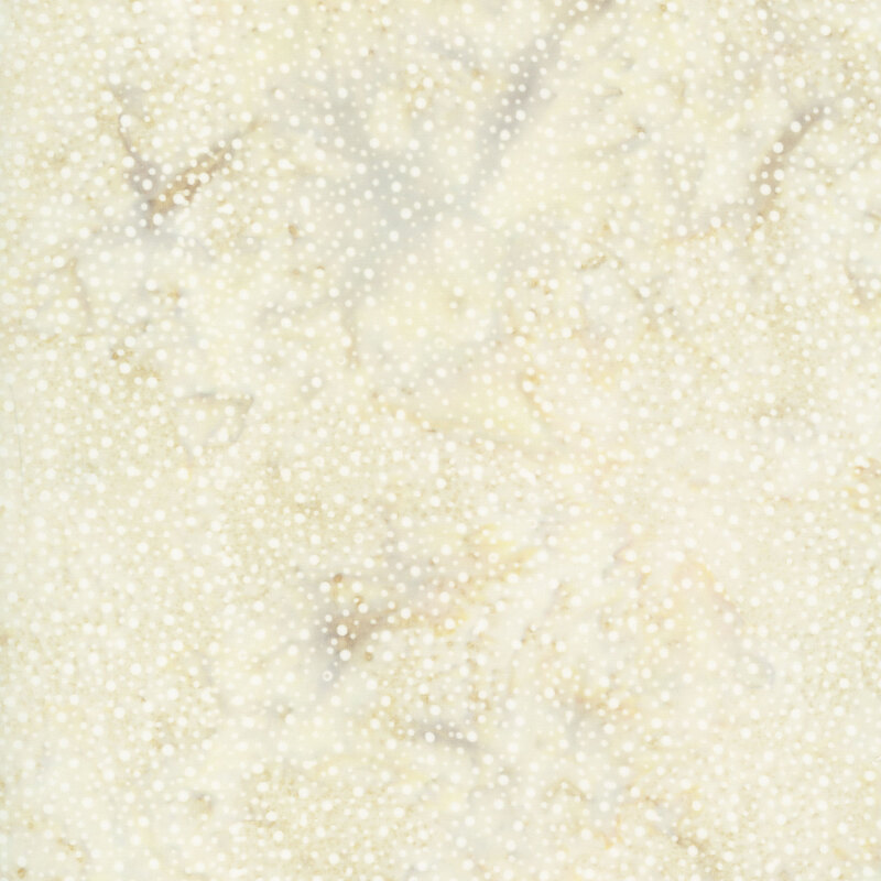 Swatch of parchment cream batik with tonal mottling and irregular dots.
