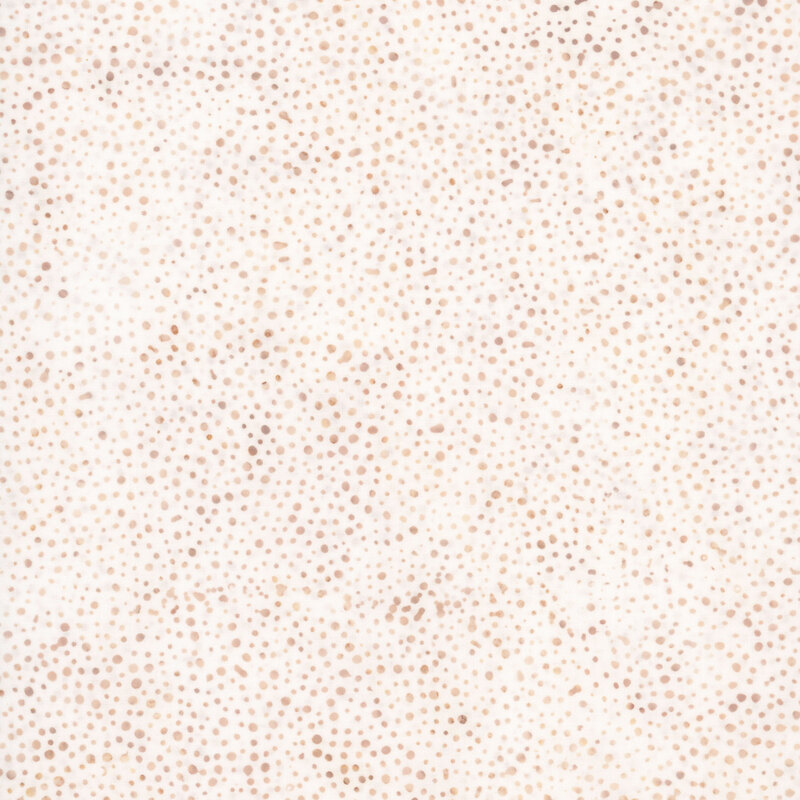 white fabric with a pattern of tan dots on a mottled background.