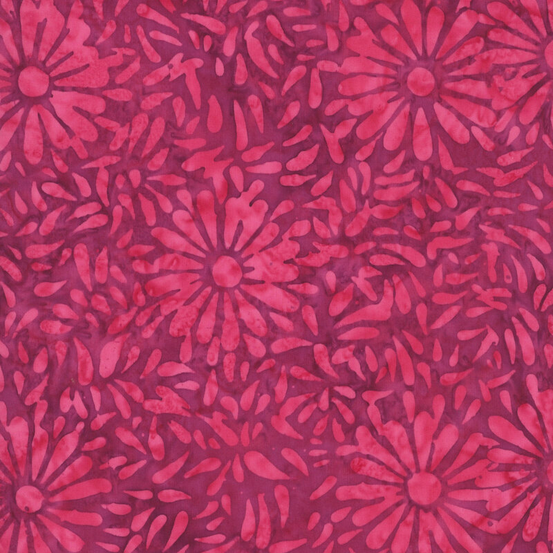 Mauve batik featuring a repeating daisy petal motif.