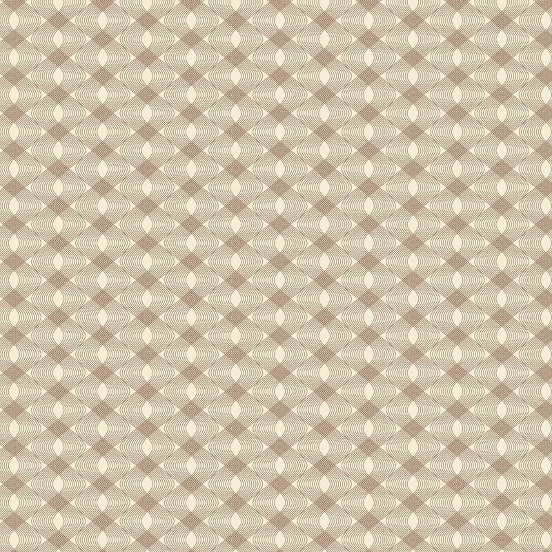 Beige fabric with a packed fawn half-step ogee pattern.
