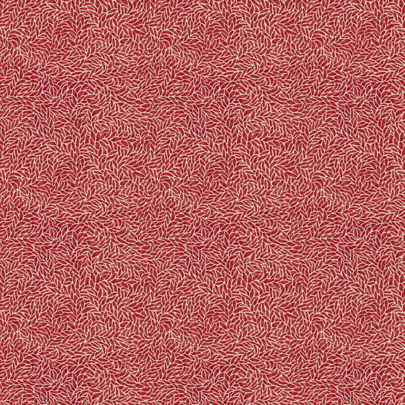 Red fabric with a full cream etched petal design.