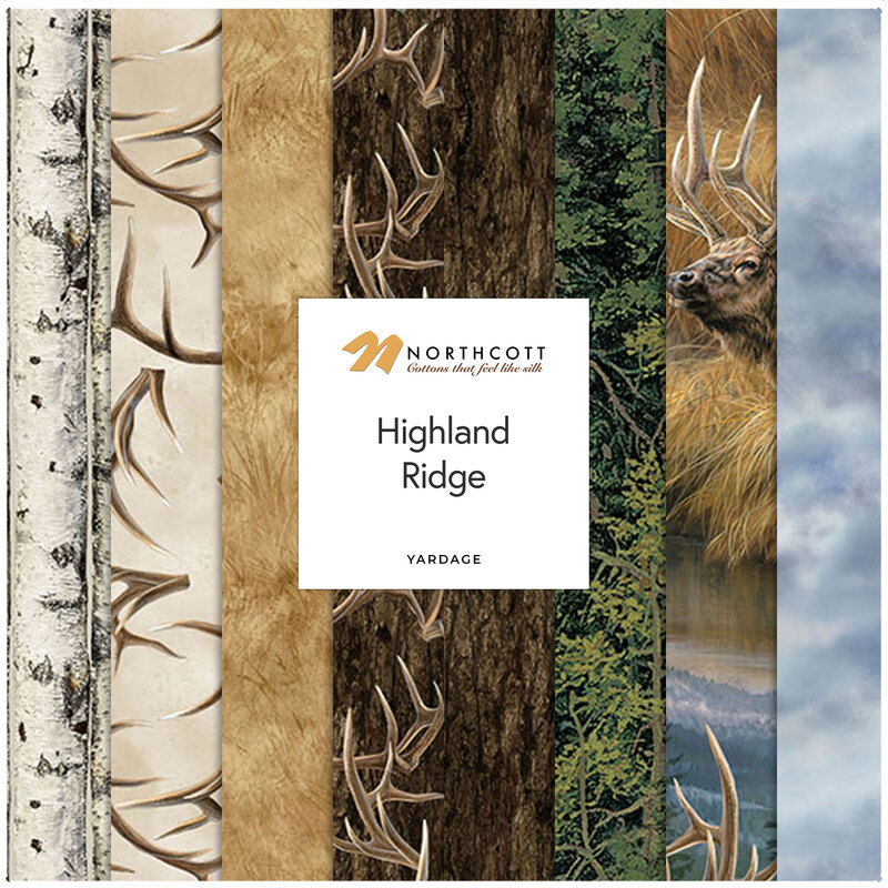 Collage of the available yardage fabrics from the Highland Ridge fabric collection.