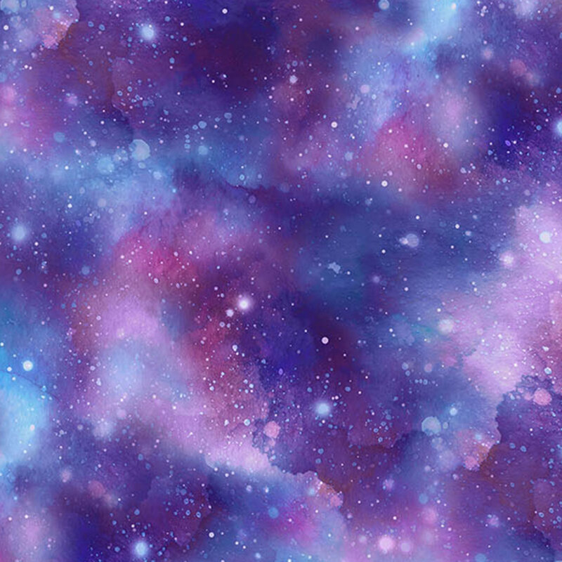deep violet and indigo fabric with a watercolor texture and bright star-esque spots