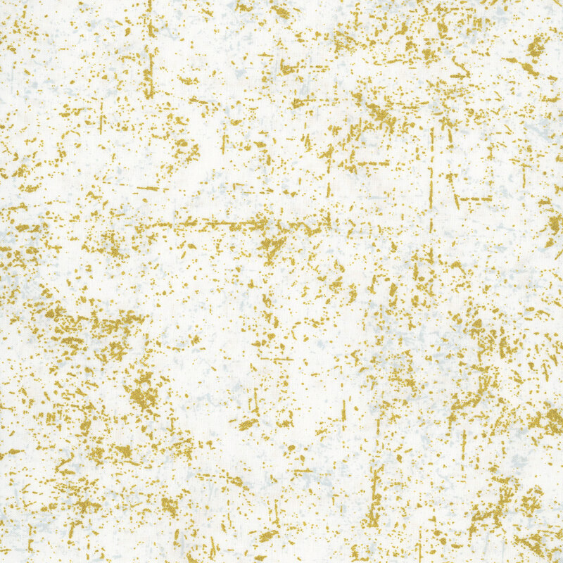 white fabric with a grunge-style texture with pearlized metallic golden accents.