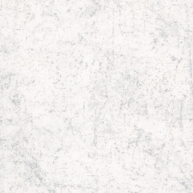 White fabric with a grunge-style texture with pearlized metallic silver accents.