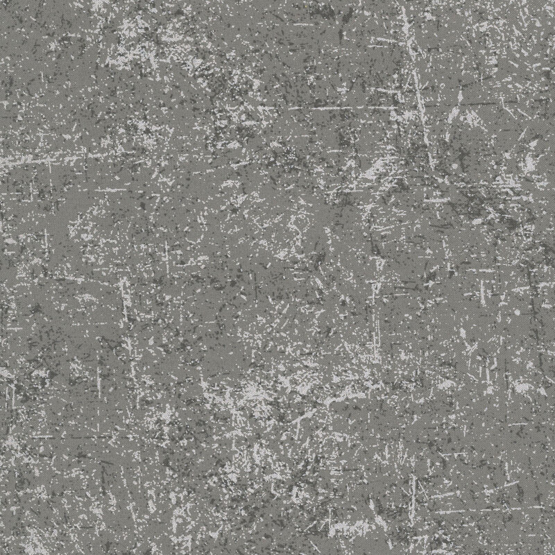 Gray fabric with a grunge-style texture with pearlized accents.