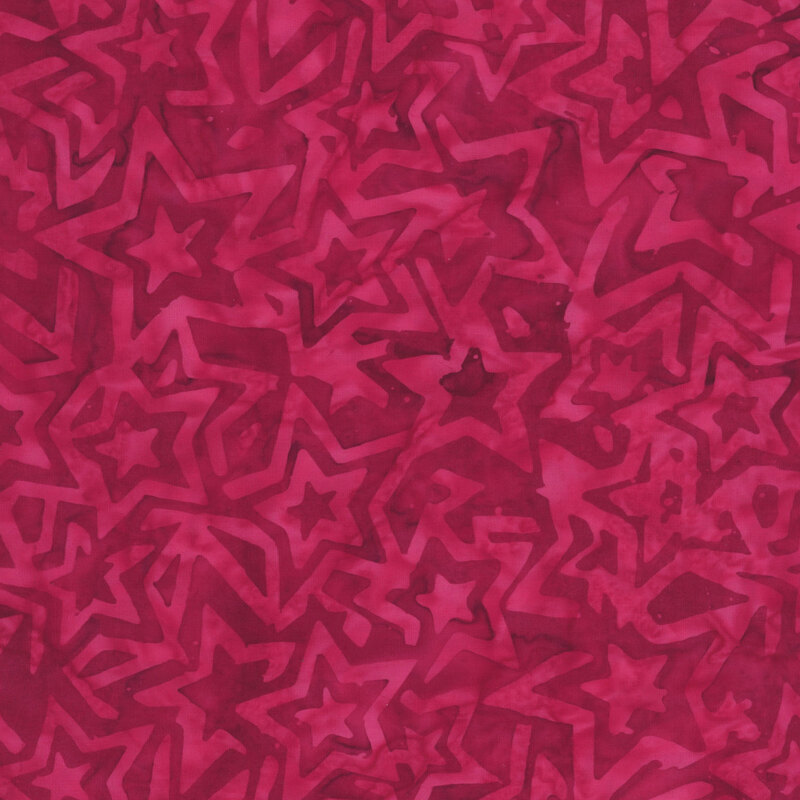 Mottled red fabric with a dense pattern of scattered stars.