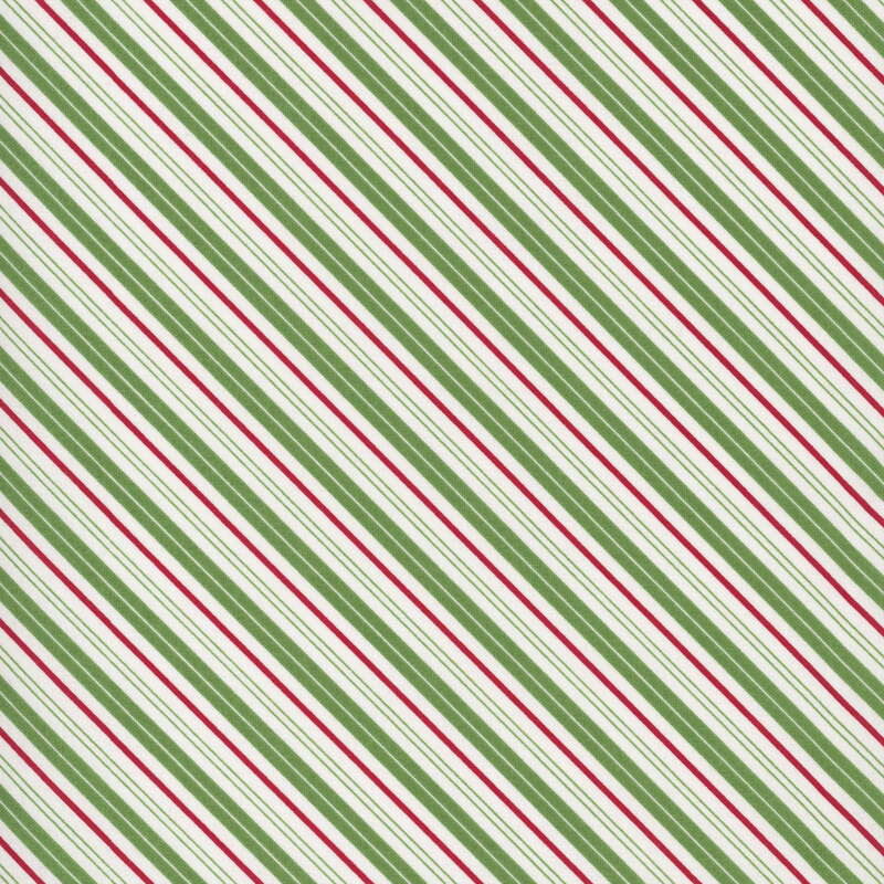 Green, red, and white candy cane striped fabric.