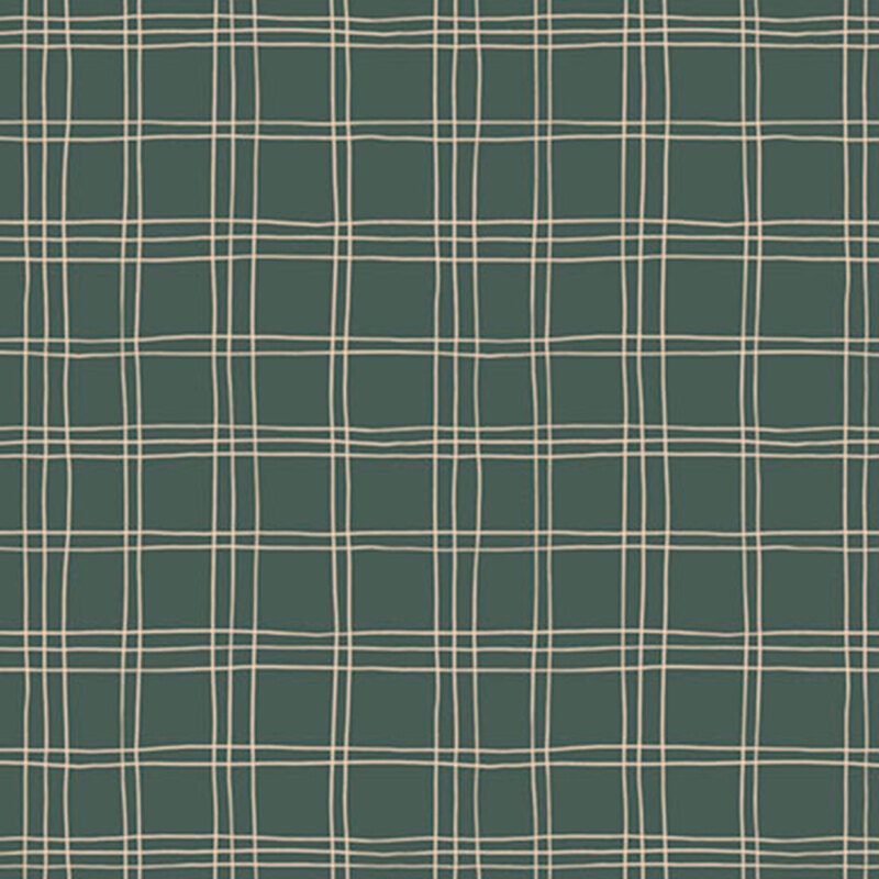 Dark teal fabric with an irregular teal plaid pattern.