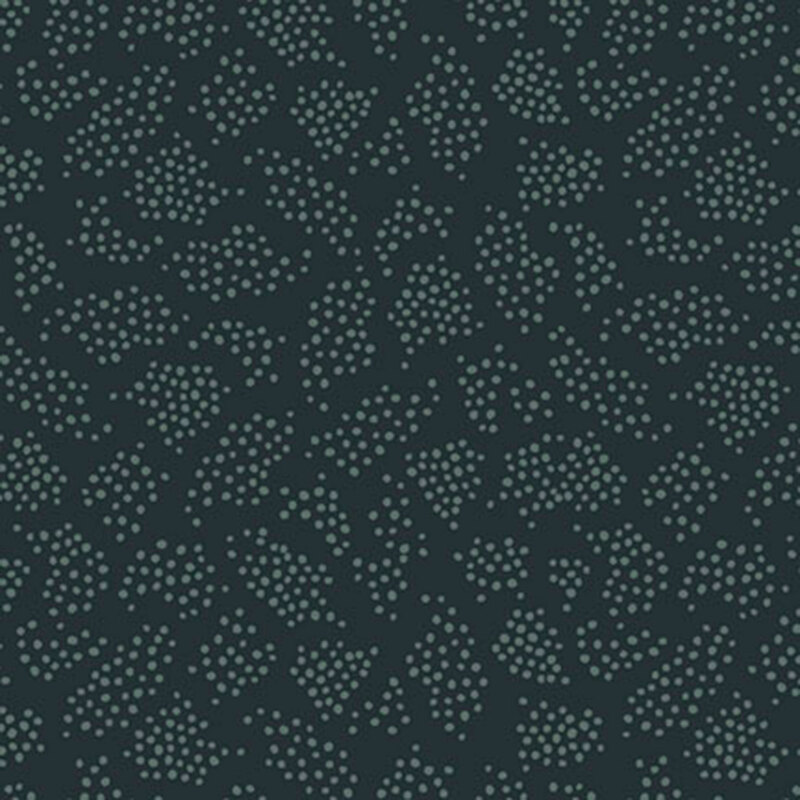Dark teal fabric with patches of scattered dots.