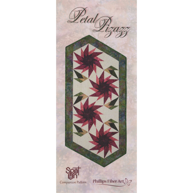 The front of the pattern, showcasing the finished runner on a mottled background.