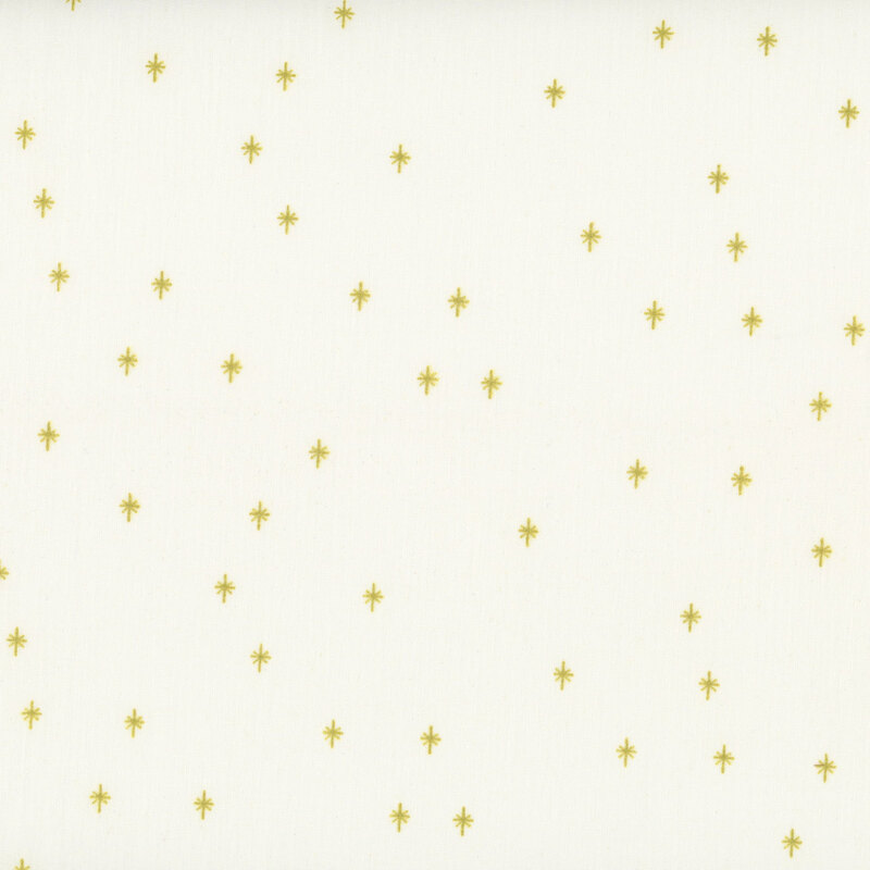 This cream fabric features a golden design of scattered sparkles, adding a soft glimmer and a touch of magic to your projects.