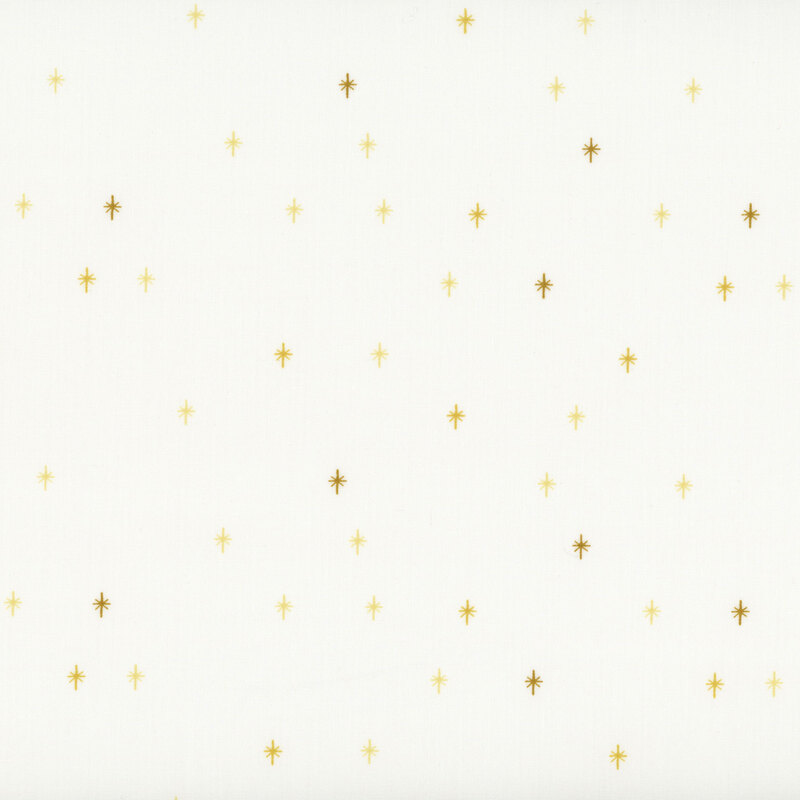 This cream fabric features a dark gold design of scattered sparkles, adding a playful and magical touch to your projects.