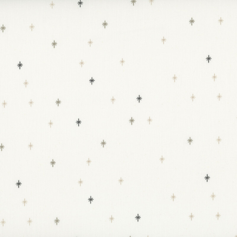 This cream fabric features a gray design of scattered sparkles, adding a playful and magical touch to your projects.